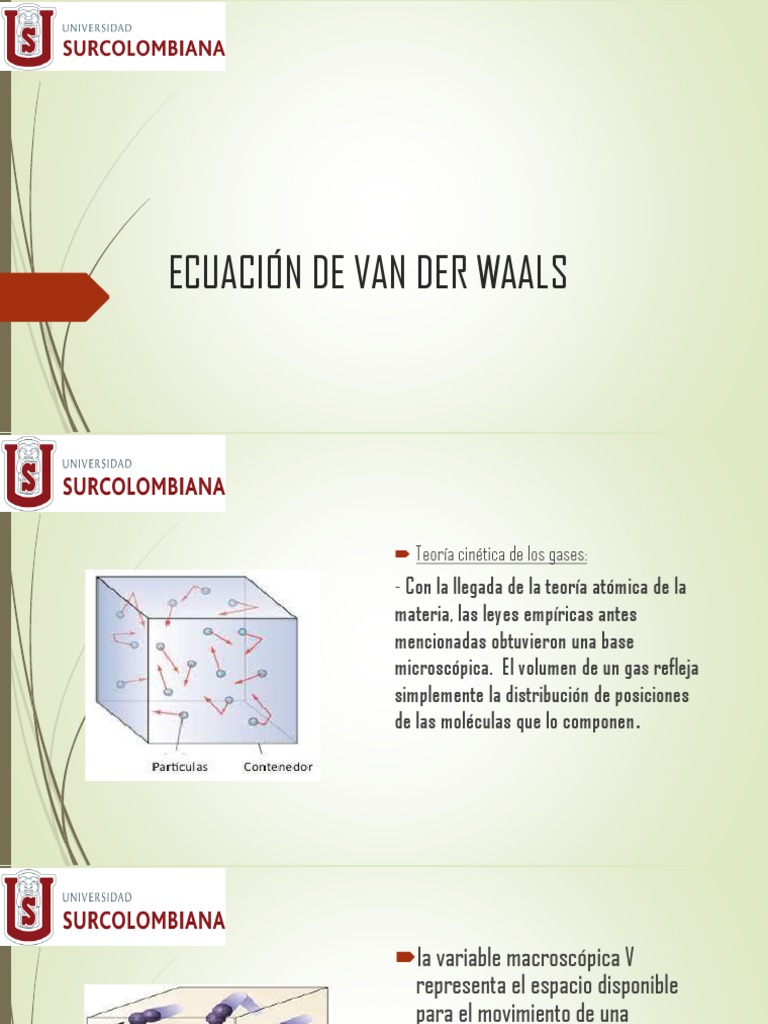 Ecuación de Van der Waals y Gases Reales | PDF | Gases | Presión