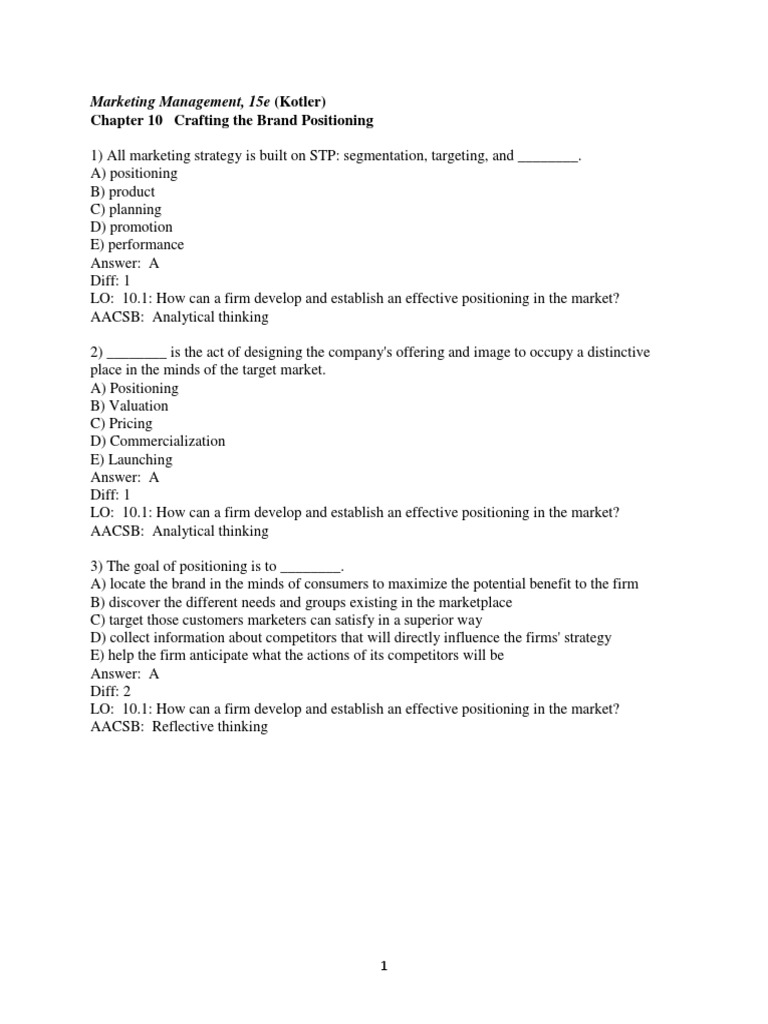 Chapter 10 Crafting The Brand Positioning Pdf Brand Marketing