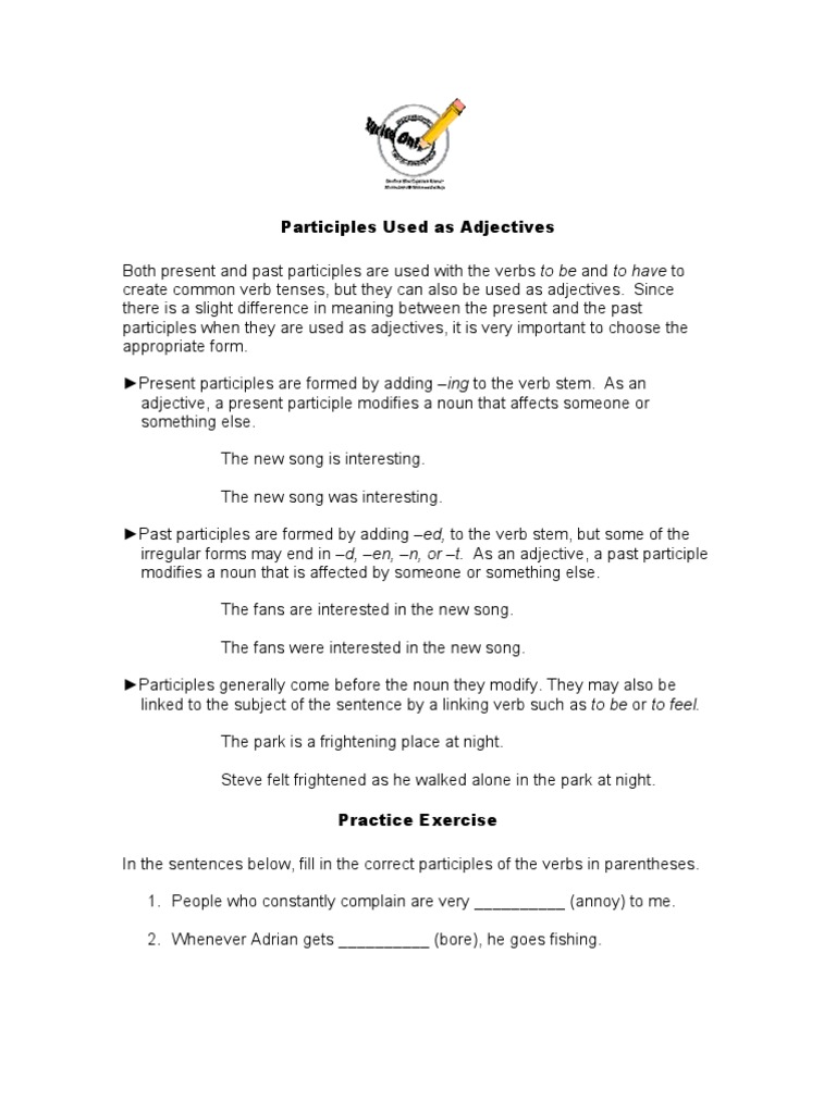 Participles Used As Adjectives | PDF
