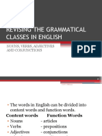 Revising The Grammatical Classes in English: Nouns, Verbs, Adjectives and Conjunctions