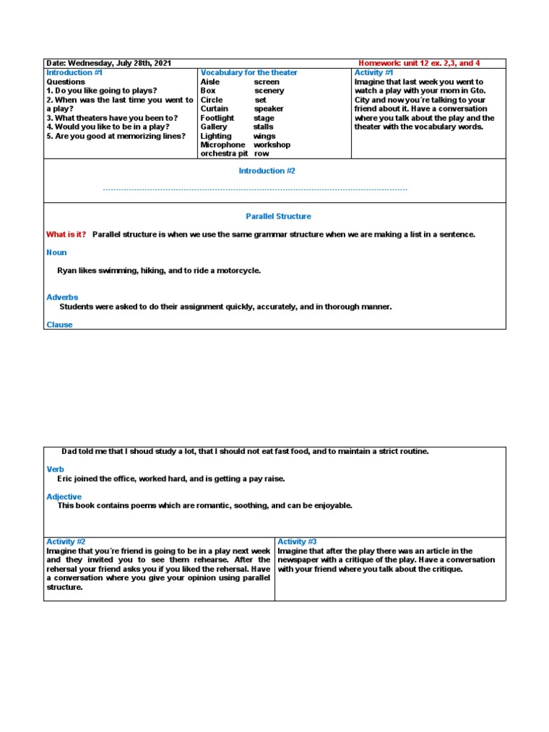 Parallel Structure Pdf Adverb Language Families