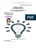 Module in General Mathematics: Department of Education National Capital Region Schools Division of Pasay City