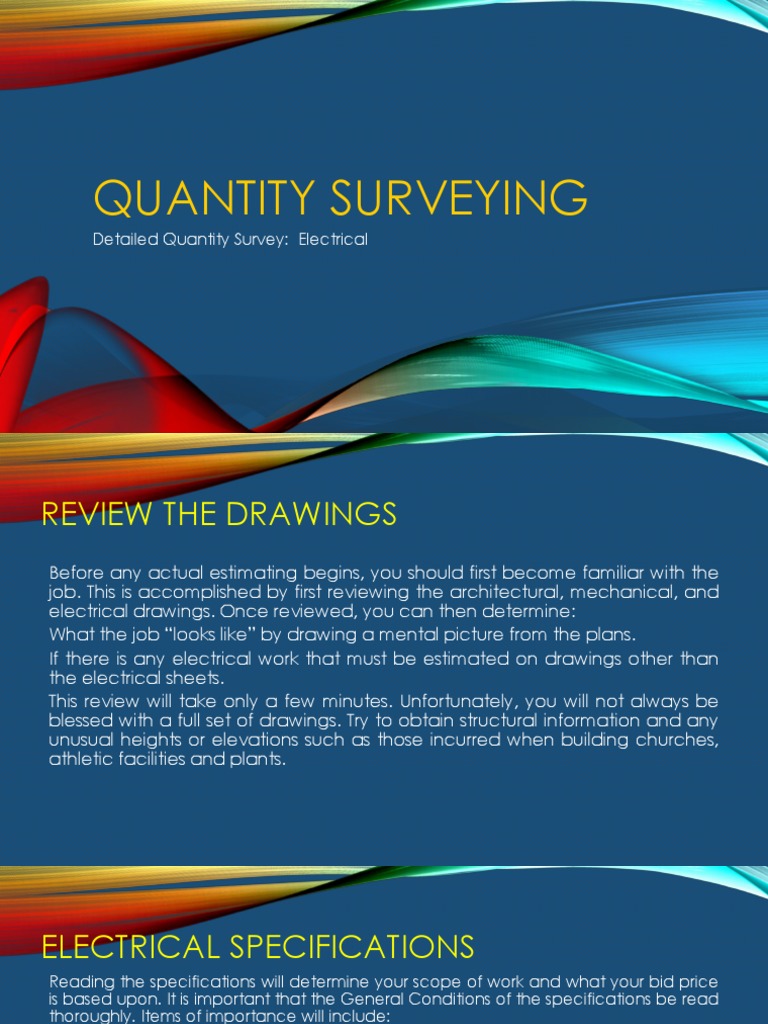 Quantity Surveying Electrical Works PDF Electrical Wiring Fuse