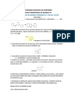 Síntesis de compuestos orgánicos en examen de Química Orgánica III