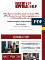 Online Classroom Teaching Experiences During COVID-19 Pandemic: A Survey For Engineering Instructors in The Schools of Calamba, Laguna"