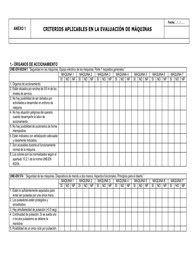 Checklist Maquinaria | PDF