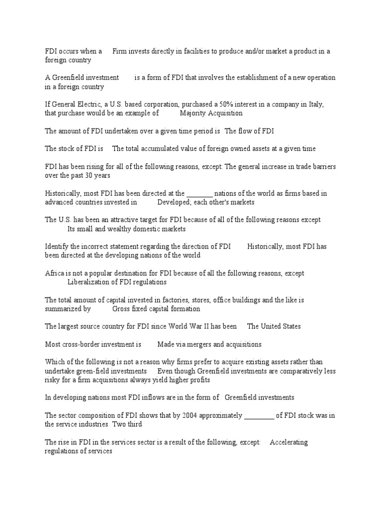 Understanding Foreign Direct Investment | PDF | Foreign Direct ...