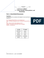 Lab Data Sheet Laboratory 2 - Carbon Dioxide, Photosynthesis, and Metabolism