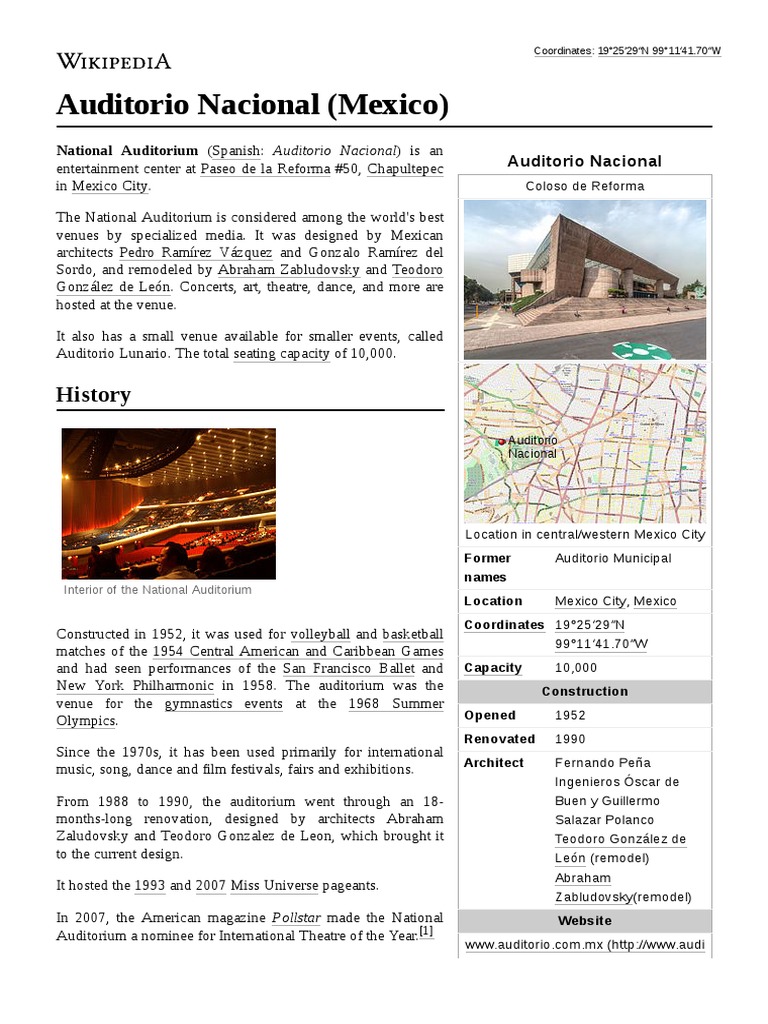 Auditorio Nacional (Mexico) History PDF