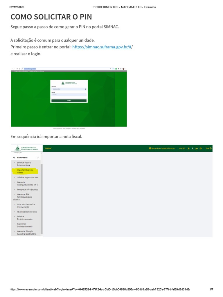 Como Solicitar o PIN no SIMNAC | PDF | Informática