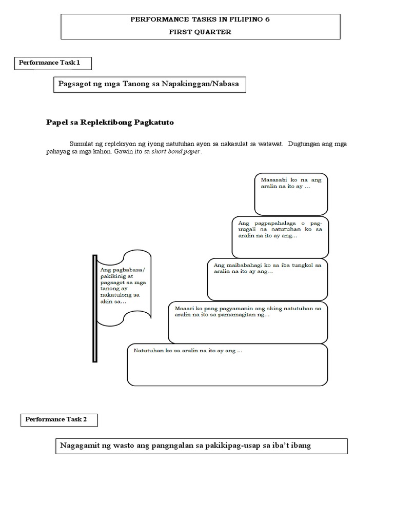 Performance Task Filipino Quarter 1 | PDF