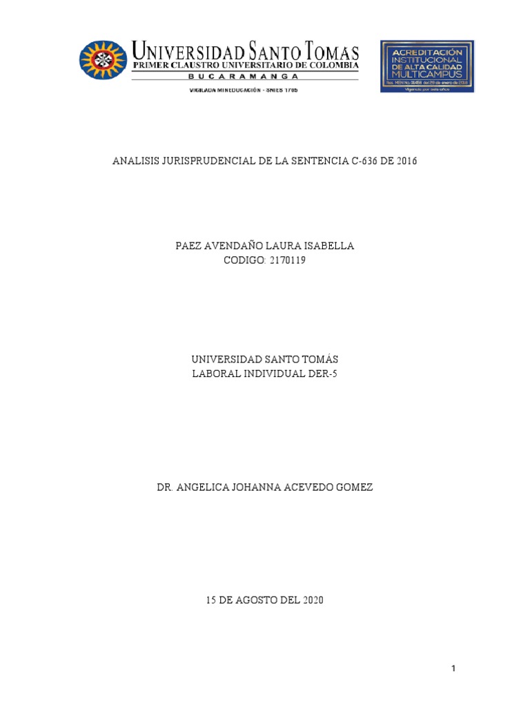 Análisis de la Sentencia C-636 de 2016 | PDF | Derecho laboral