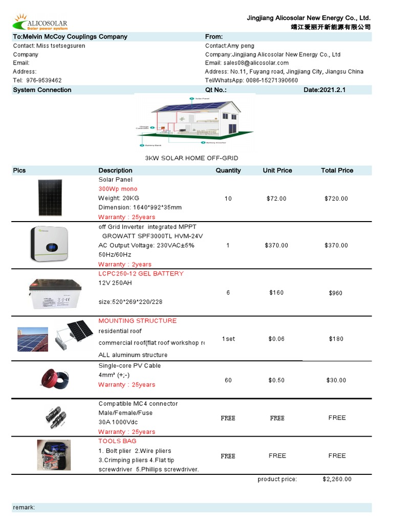 3kw Off-Grid Solar System | PDF | Off The Grid | Power (Physics)