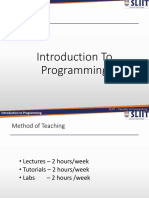 Introduction To Programming: SLIIT - Faculty of Computing