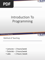 Introduction To Programming: SLIIT - Faculty of Computing