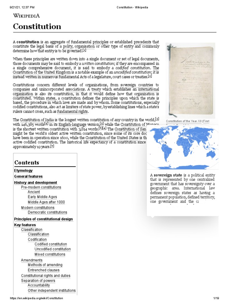 Constitution Etymology General Features History and Development PDF
