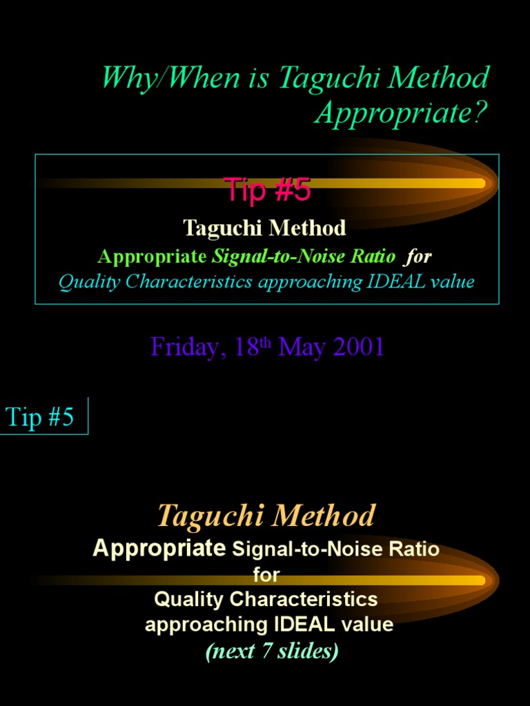 Taguchi Method: Signal-to-Noise Ratios | PDF | Mechanical Engineering ...
