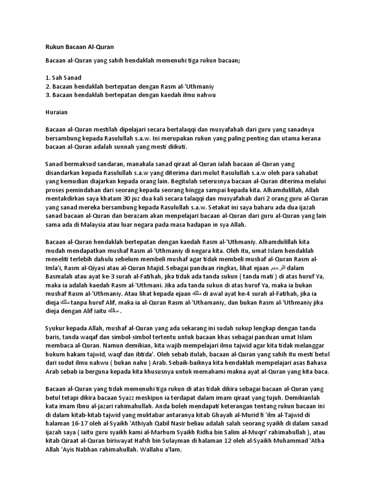 Rukun Bacaan Al Quran Pdf