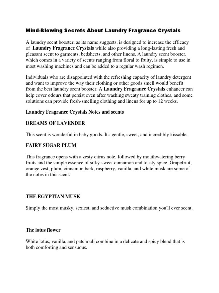 MindBlowing Secrets About Laundry Fragrance Crystals PDF