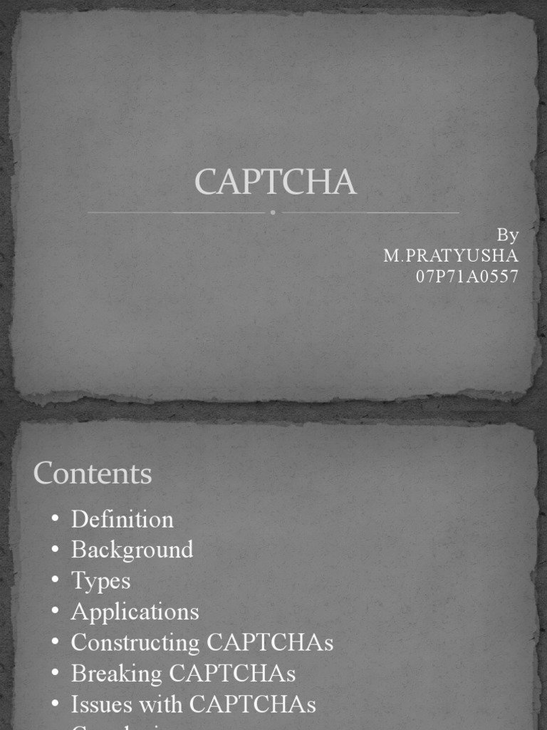 Captcha: by M.Pratyusha 07P71A0557 | PDF | World Wide Web | Internet & Web