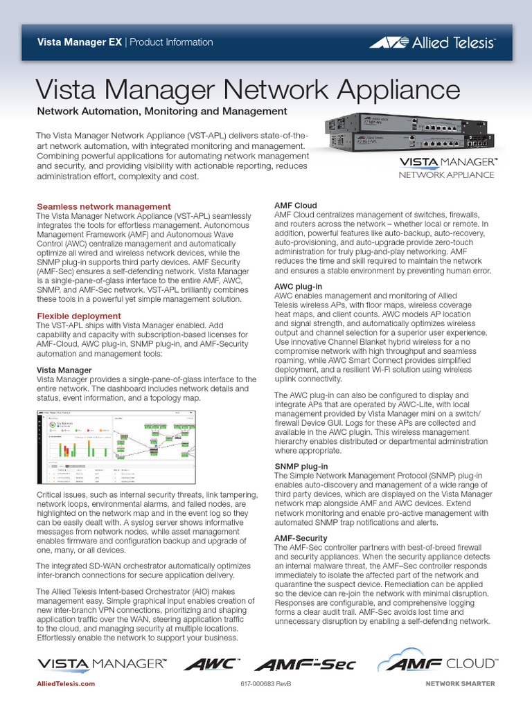 Vista Manager Network Appliance: Network Automation, Monitoring and ...