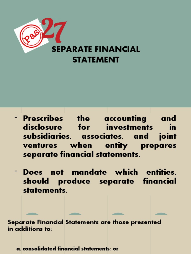 Separate Financial Statements | PAS 27 Separate Financial Statements – GOHA