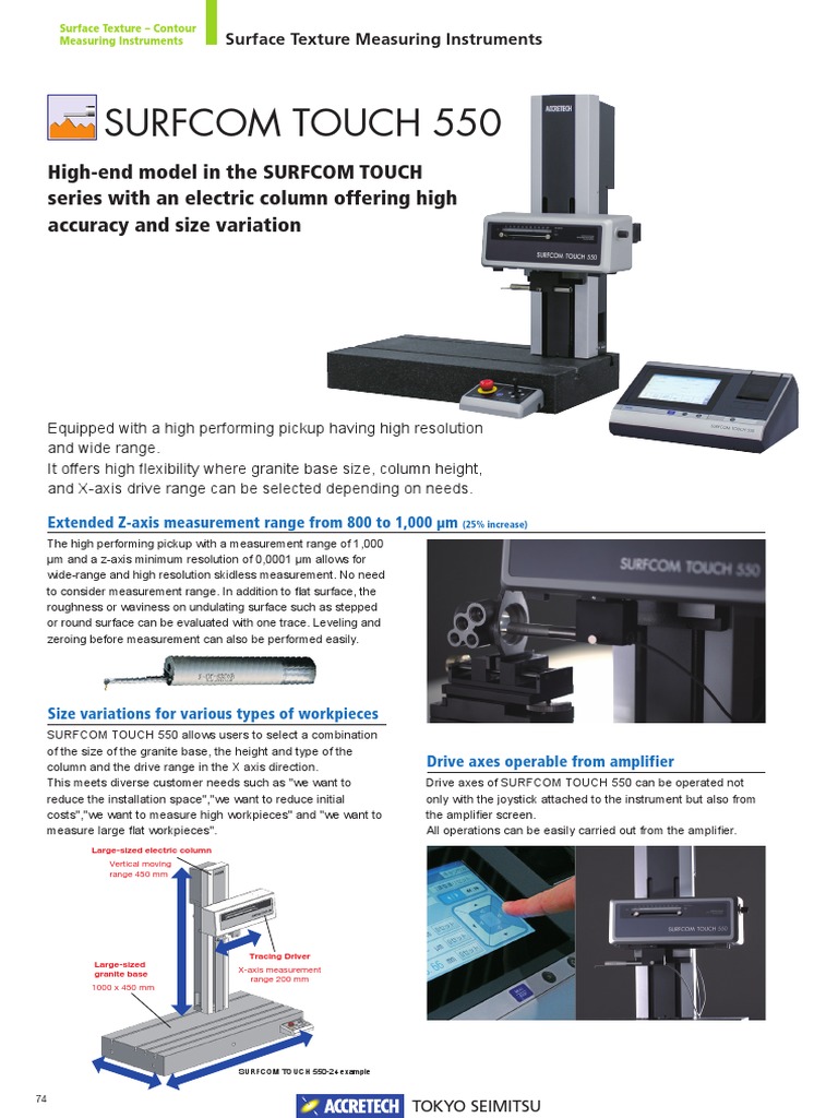 SURFCOM TOUCH 550: High-Precision Surface Measurement | PDF | Surface ...