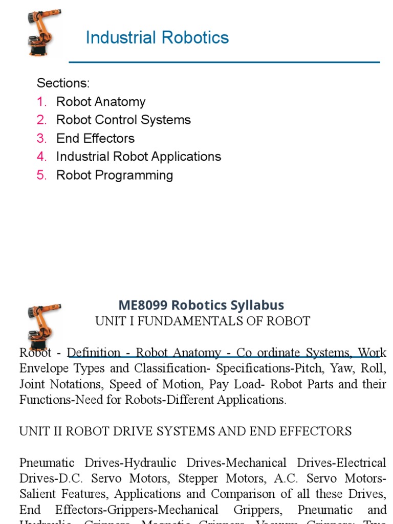 Industrial Robotics-Unit 1 | Download Free PDF | Robot | Robotics