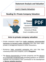 Reading 31 Slides - Private Company Valuation