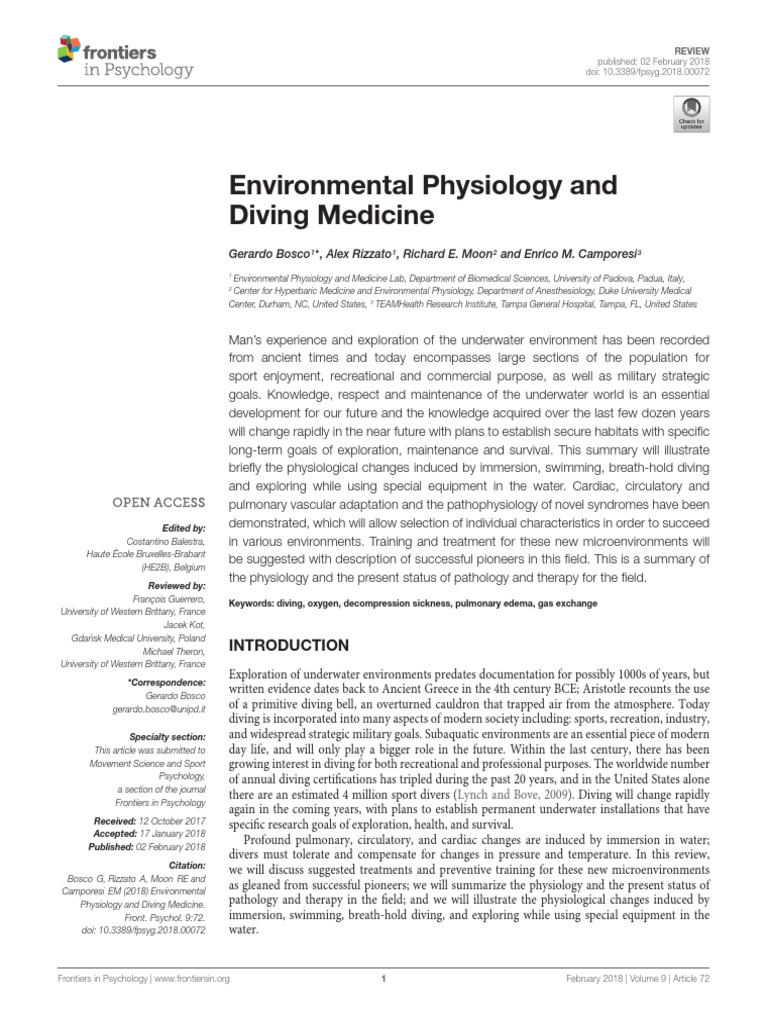 1 Environmental Physiology and Diving Medicine | PDF | Scuba Diving ...