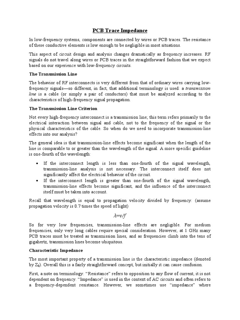 PCB Trace Impedance: The Transmission Line | PDF | Transmission Line ...