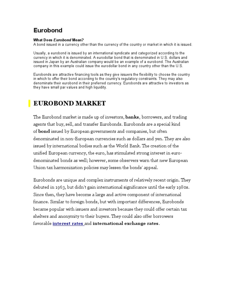 Eurobond | PDF | Bonds (Finance) | Futures Contract