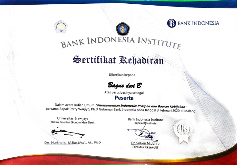 43 sertifikat bank indonesia asli