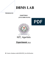 Dbms Lab: Experiment