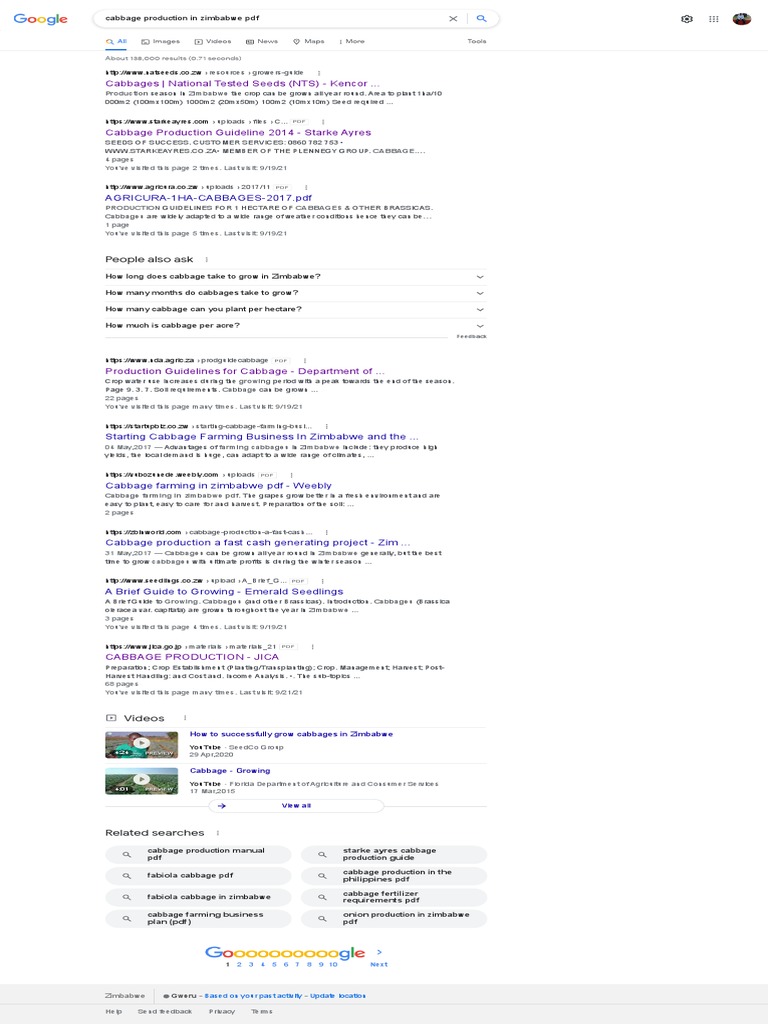 Cabbage Production in Zimbabwe PDF Google Search PDF Cabbage