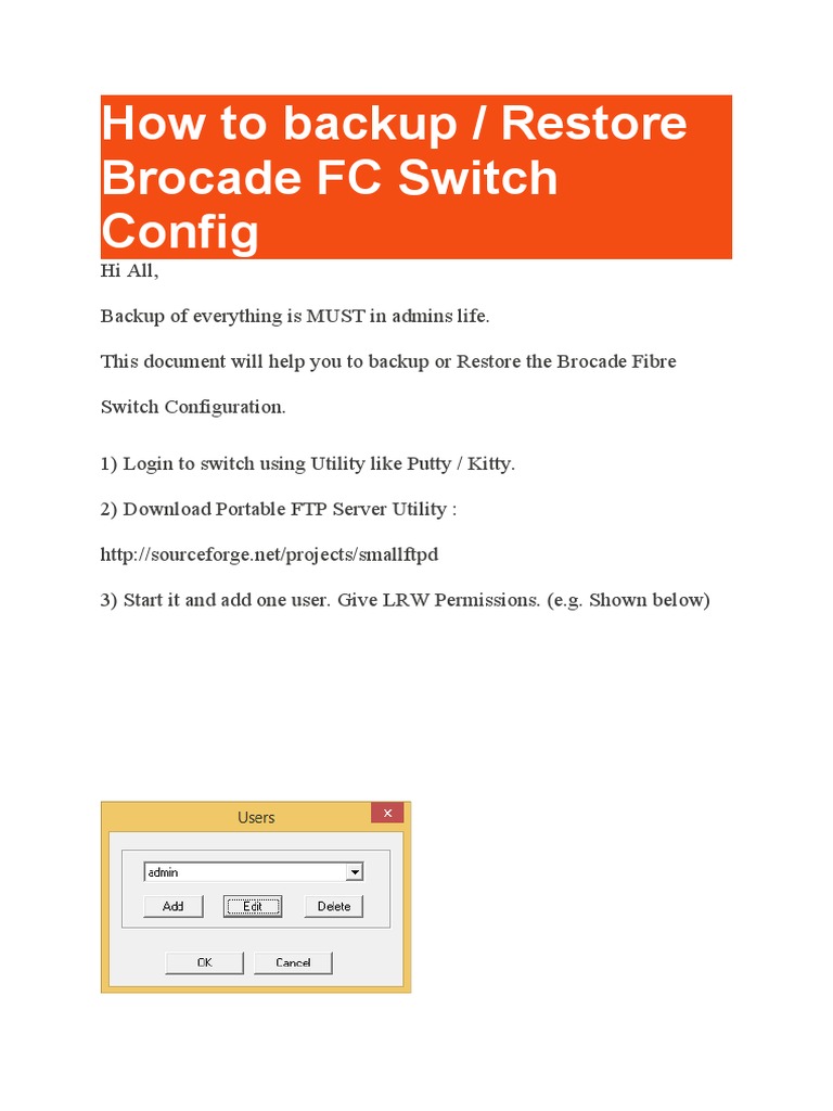 Backup and Restore Brocade FC Switch Config | PDF | Technology ...
