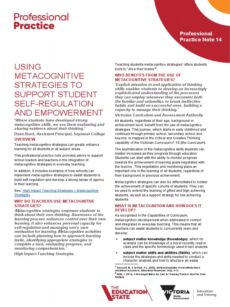 Metacognitive Strategies for Student Success | PDF | Metacognition ...
