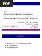 Aerospace Software Engineering: Offered by The Dept. of Aero/Astro, MIT - Autumn 2002