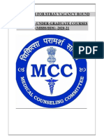 Guidelines For Stray Vacancy Round For Neet-Under-Graduate Courses (MBBS/BDS) - 2020-21