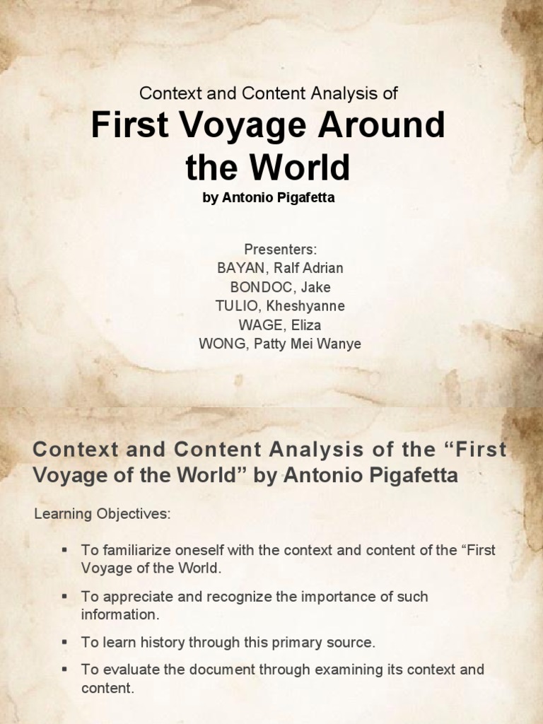 First voyage around the world context and content analysis of pdf