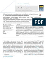 Density and speed of sound of 2-hydroxyethylammonium propionate ionic liquid