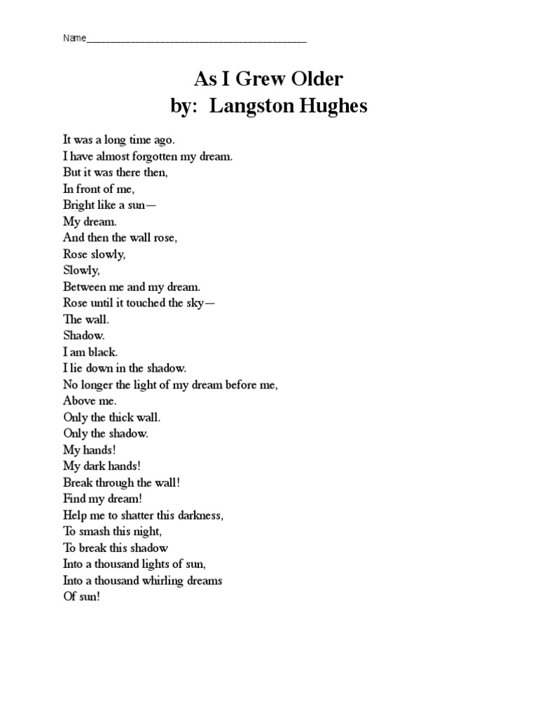 As I Grew Older Langston Hughes PDF