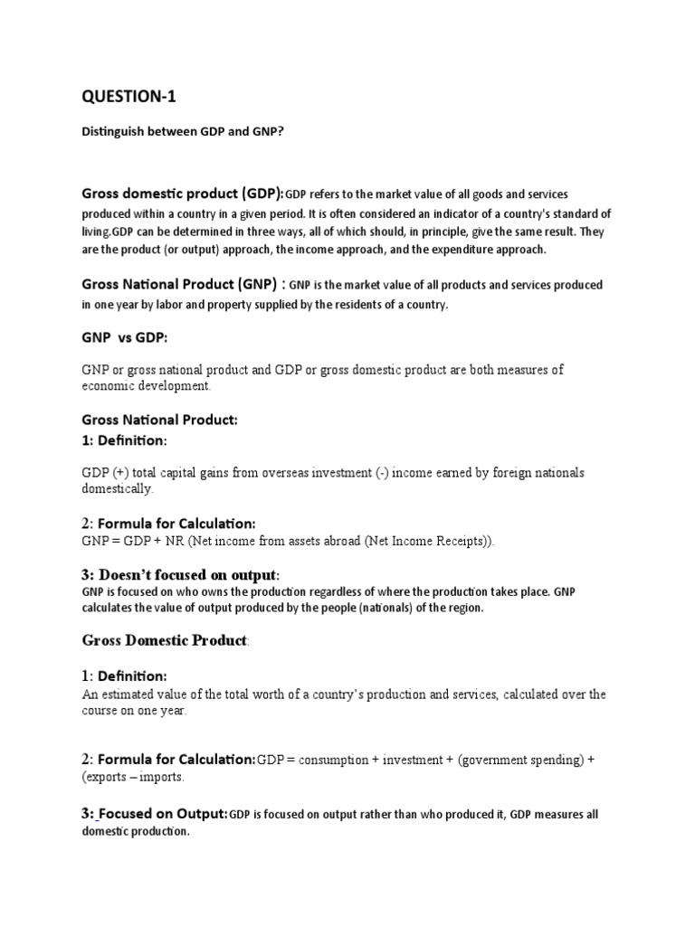 GDP vs GNP and Real vs Nominal GDP | PDF | Gross Domestic Product ...