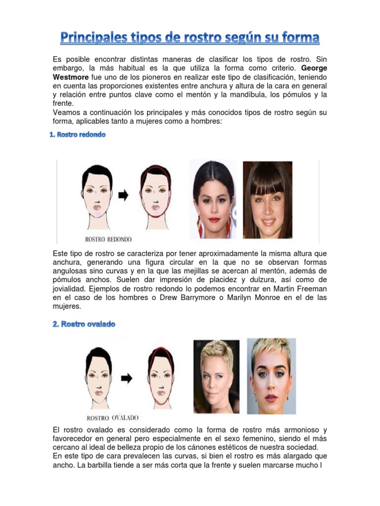 Principales Tipos de Rostro Según Su Forma | PDF | Pelo | Barba