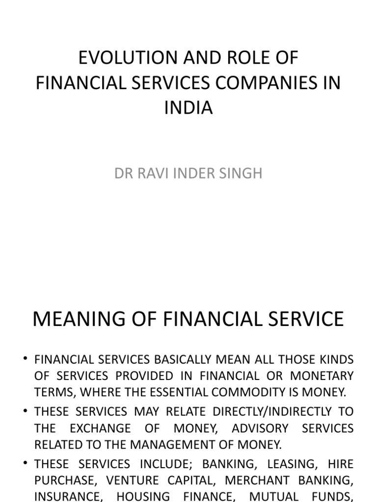 Evolution and Role of Financial Services Companies in | PDF | Banks ...