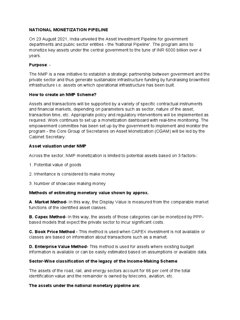 National Monetization Pipeline Overview | PDF | Rail Transport ...