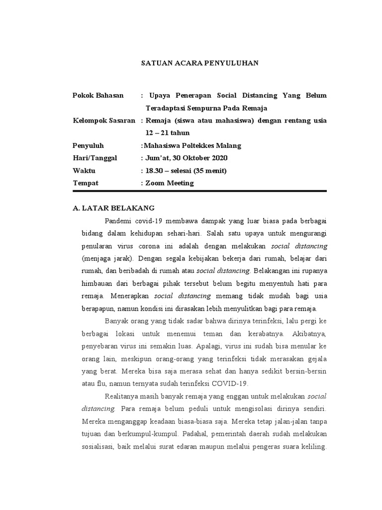 Remaja dan Tantangan Social Distancing | PDF | Karier & Perkembangan