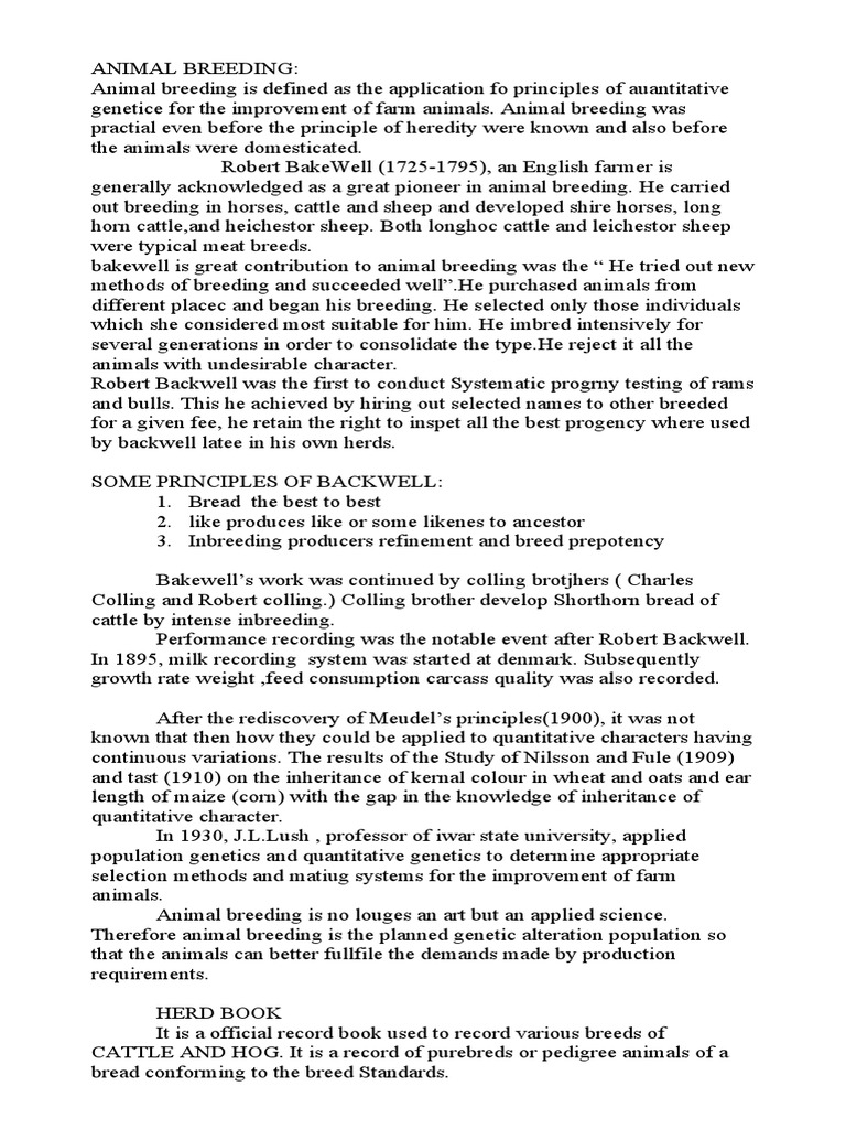 Animal Breeding PDF Heritability Natural Selection