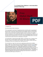 Bahrain: Open Letter To Danish Prime Minister To Take Immediate Action To Free Abdul-Hadi Al-Khawaja