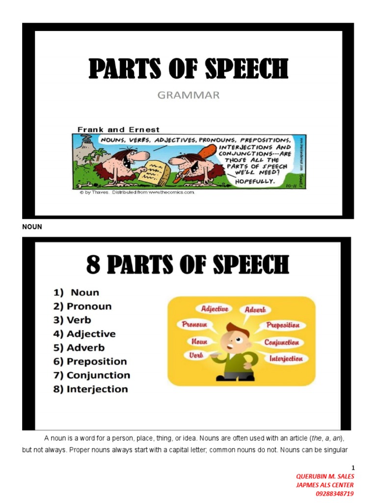 8 Parts of Speech in English Grammar